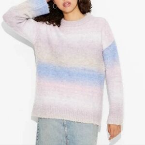 NWT Wild Fable Textured Watercolor Stripe Sweater In Pastel Combo Woman's XXL